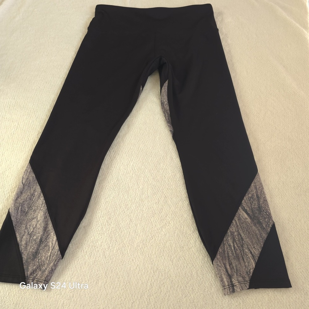 Soulgani Active High Rise Leggings Women's Size MP Black Gray Colorblock Yoga